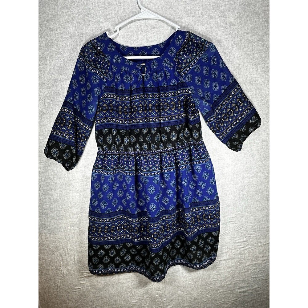 Route 66 Girls Blue Long Sleeve Dress Southwestern Native American Size XL 14/16
